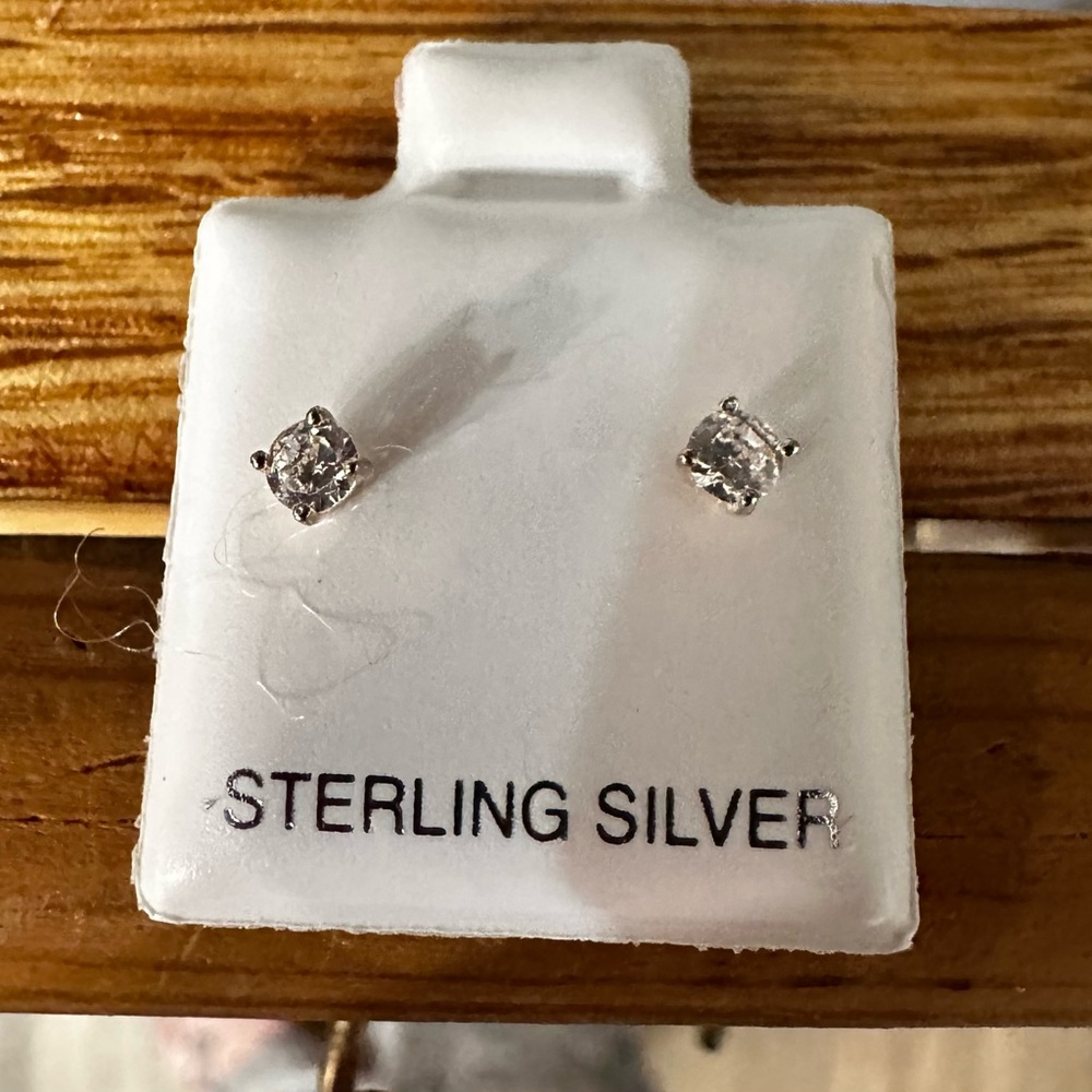 Silver Classic Stud Earrings Sterling Finish